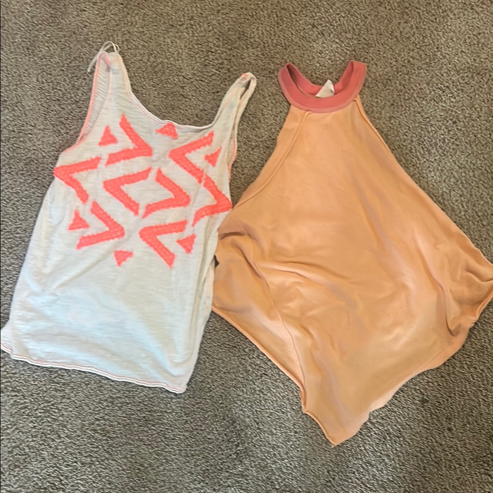 BOGO! We The Free Peach and White Tank Tops
